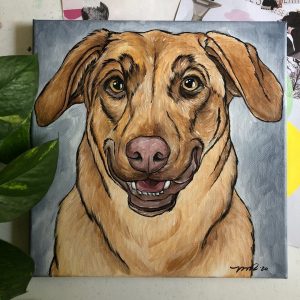 Raleigh dog pet portrait painting