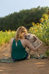 Sunflower session with dog